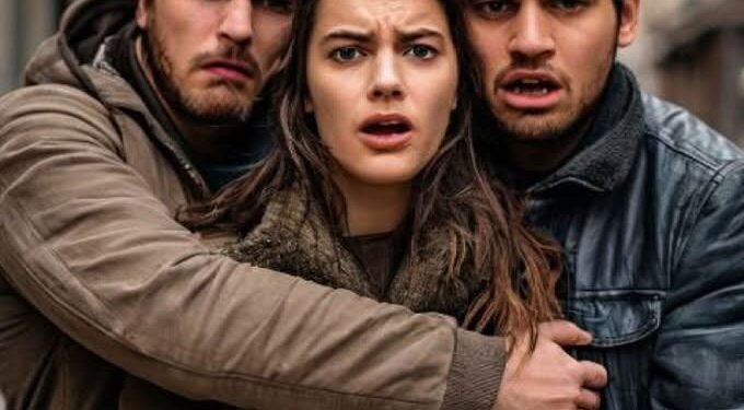 Она торопилась на маршрутку. На дороге её затормозили четыре парня и пихнули в свою машину.